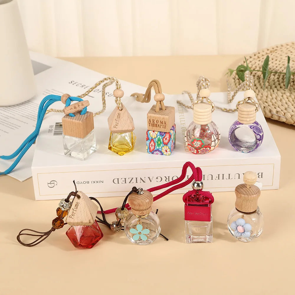 Mini Glass Perfume Vial Pendant | Car Aroma Diffuser 8–12ml Perfume Vial Pendant QXL