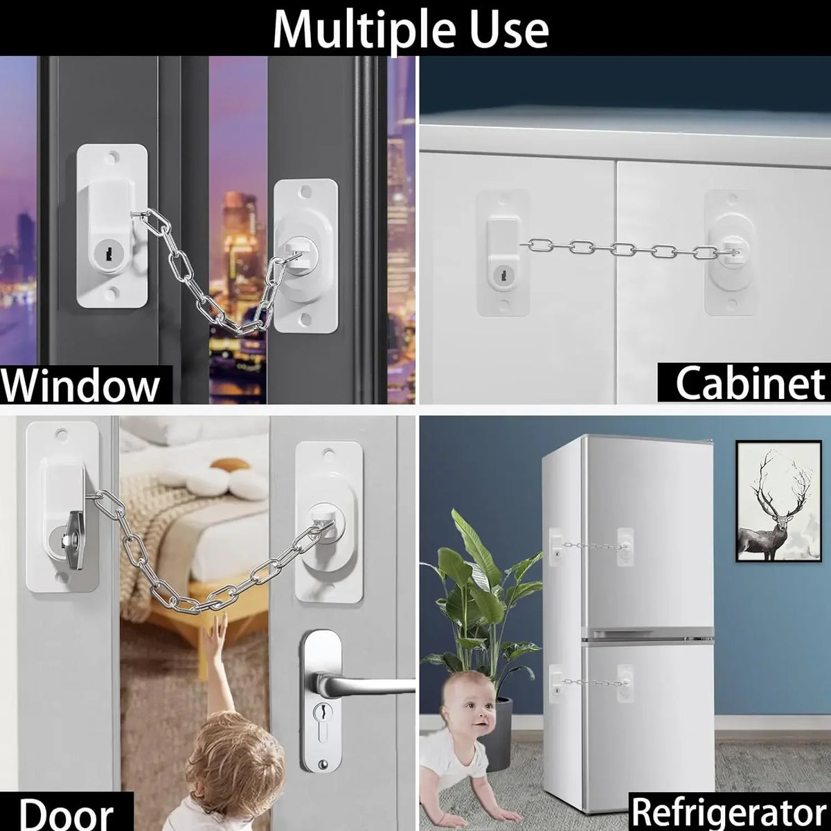Child Safety Cabinet Locks with Keys – Fridge, Drawer & Door Baby Safety Lock QXL
