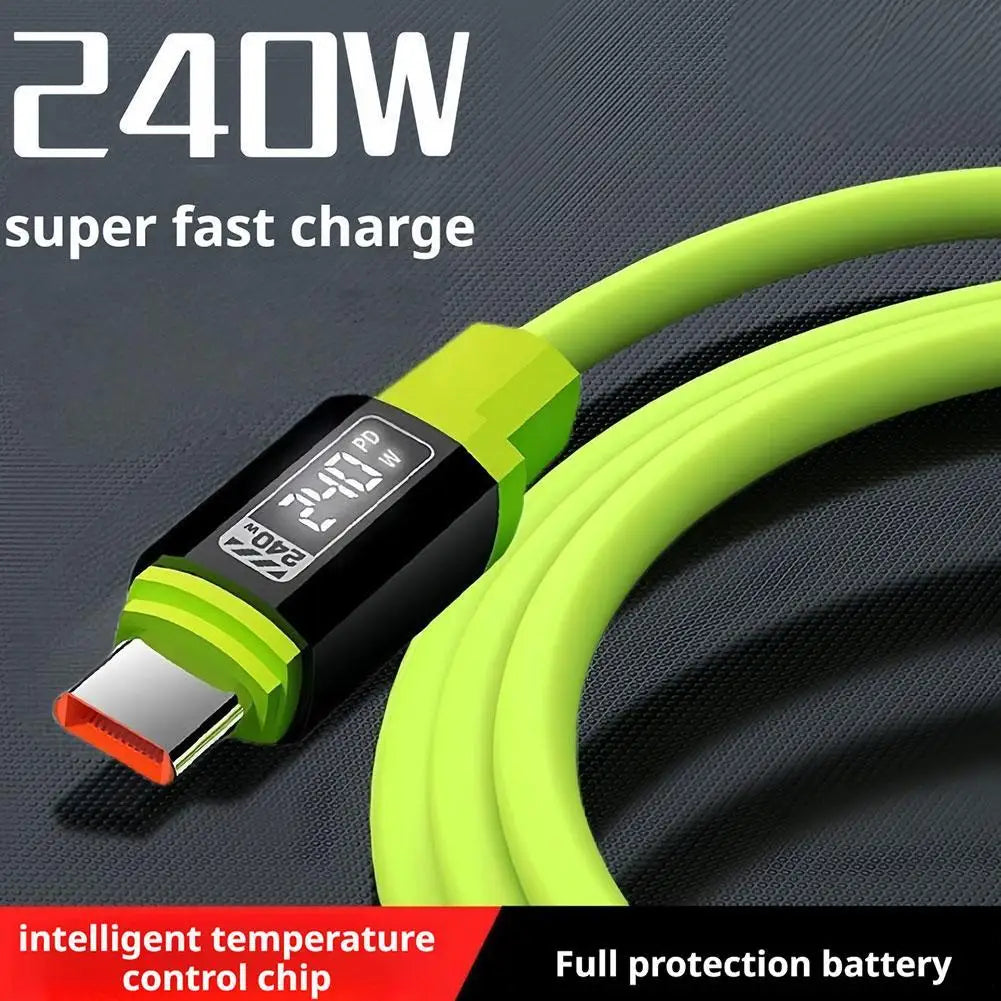 240W USB-C Fast Charging Cable 2M | Silicone, E-Marker Chip USB-C Charging Cable QXL