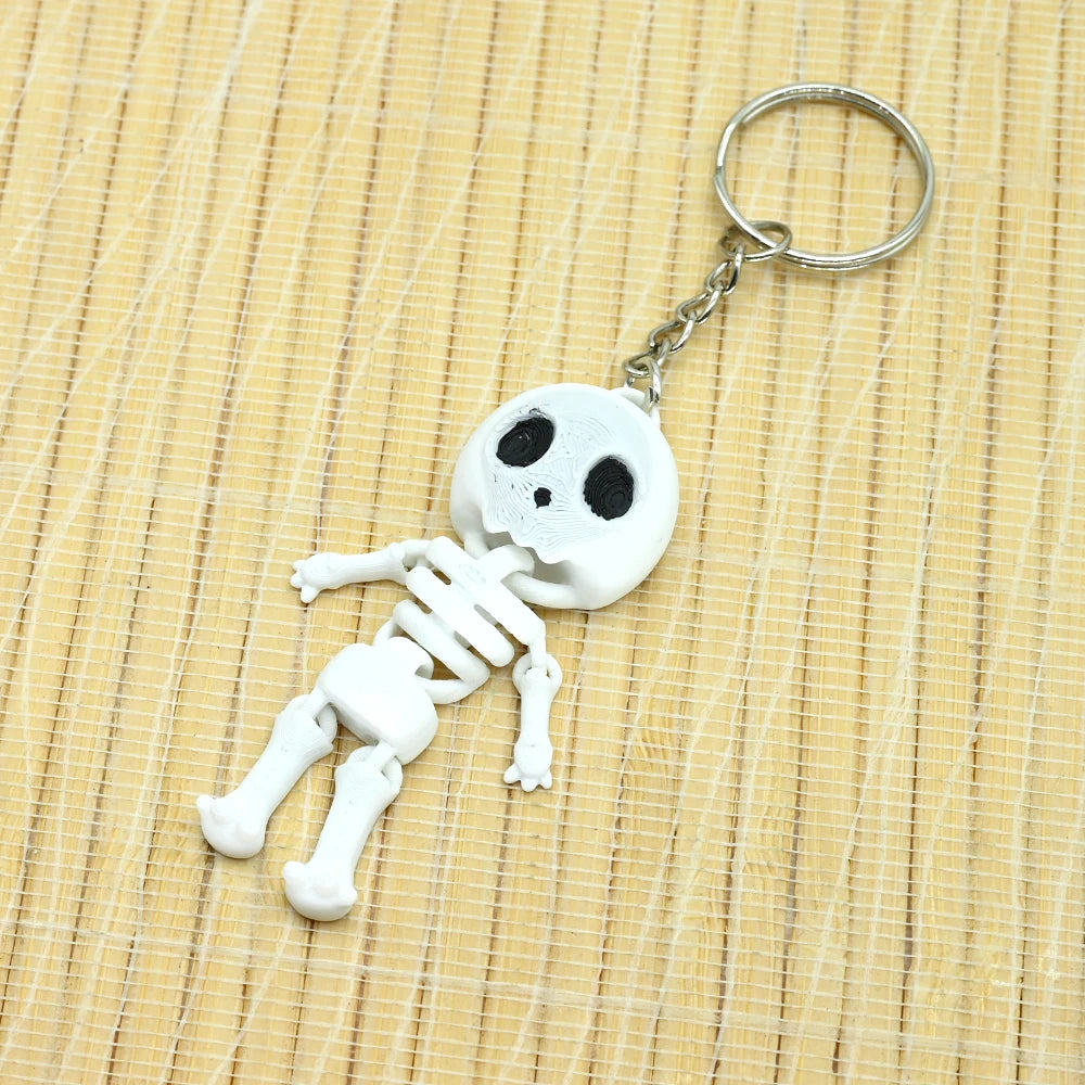 3D Printed Skeleton Animal Keychain & Desktop Ornament Novelty Keychain QXL WHITE