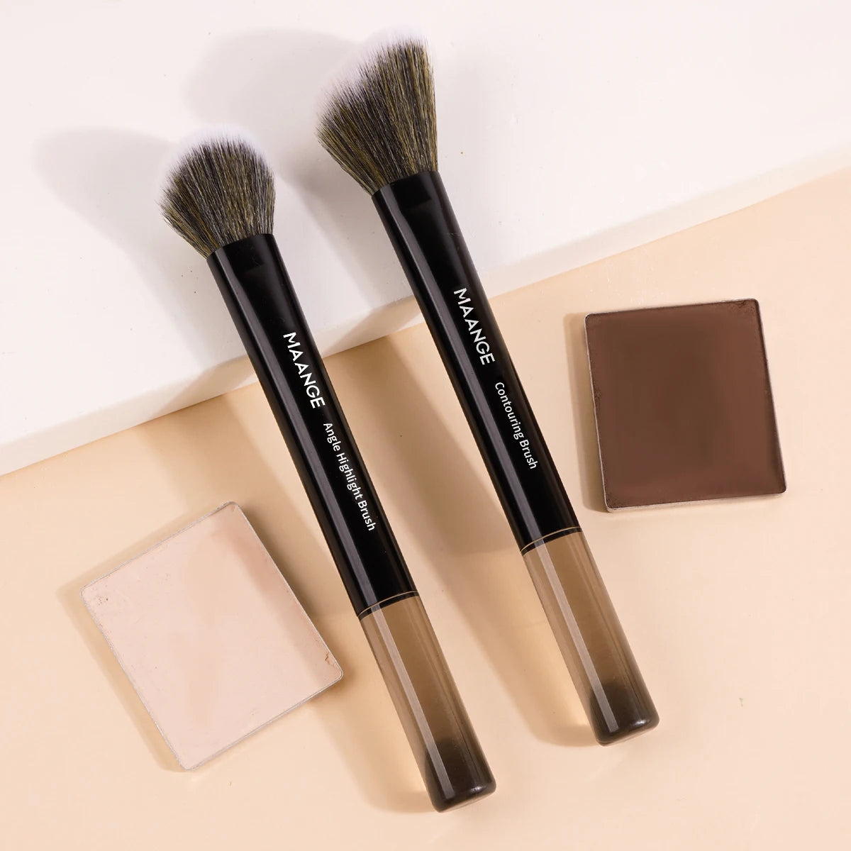 MAANGE 2-Pc Synthetic Makeup Brush Set | Foundation & Concealer Makeup Brush Set QXL Black