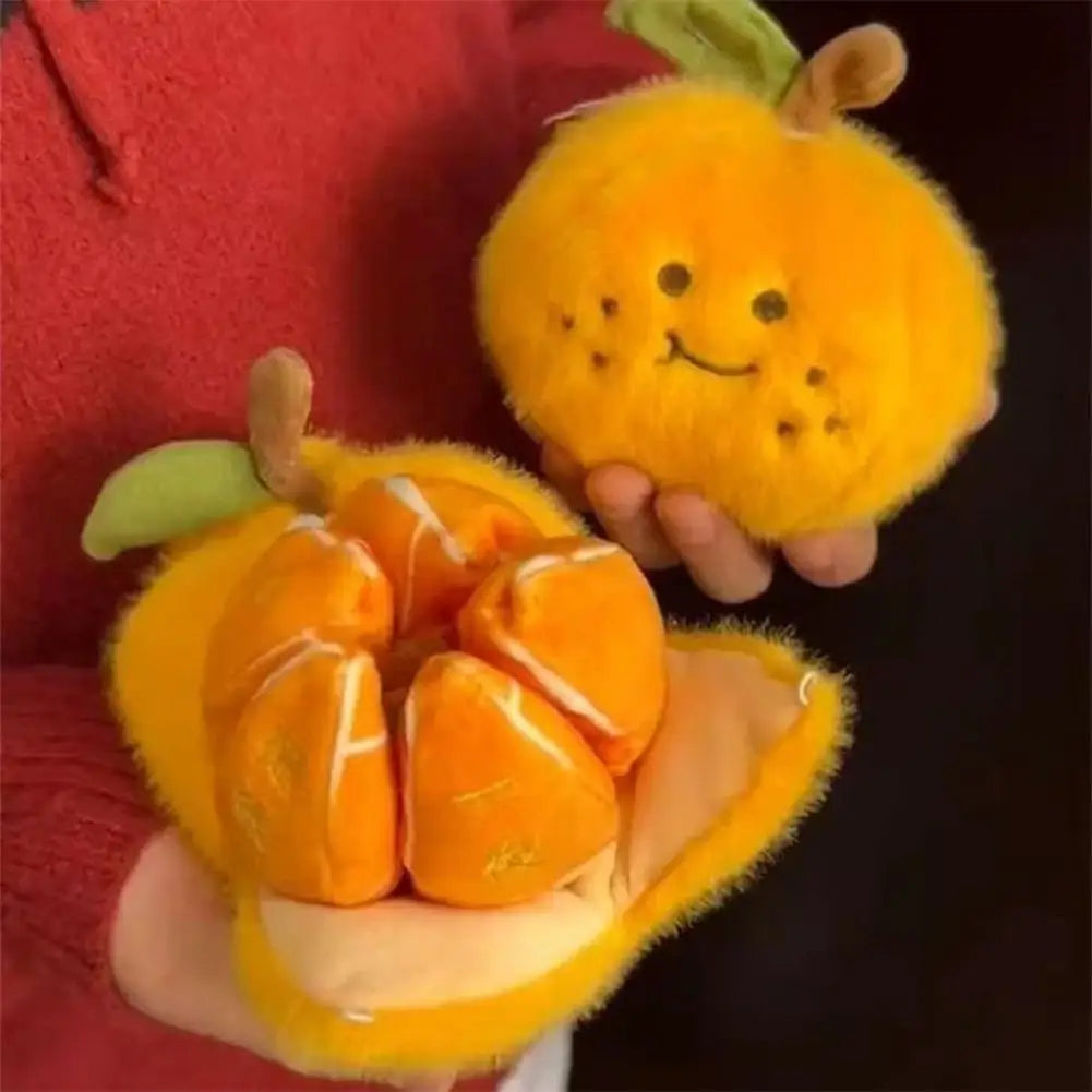 Peelable Orange Plush Keychain Toy | Cute Fruit Stuffed Pendant Plush Keychain Toy QXL