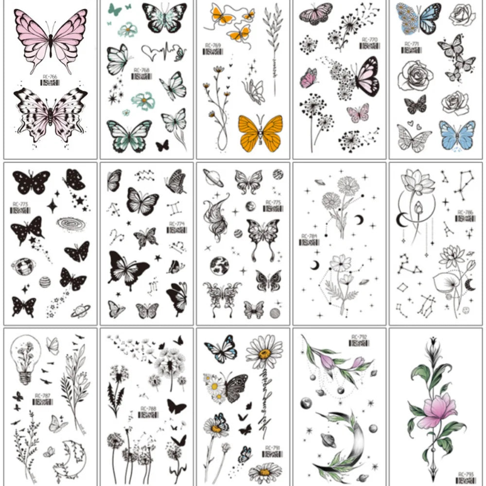 Pink Butterfly Temporary Tattoo Sticker | Waterproof Body Art Temporary Tattoo Sticker QXL