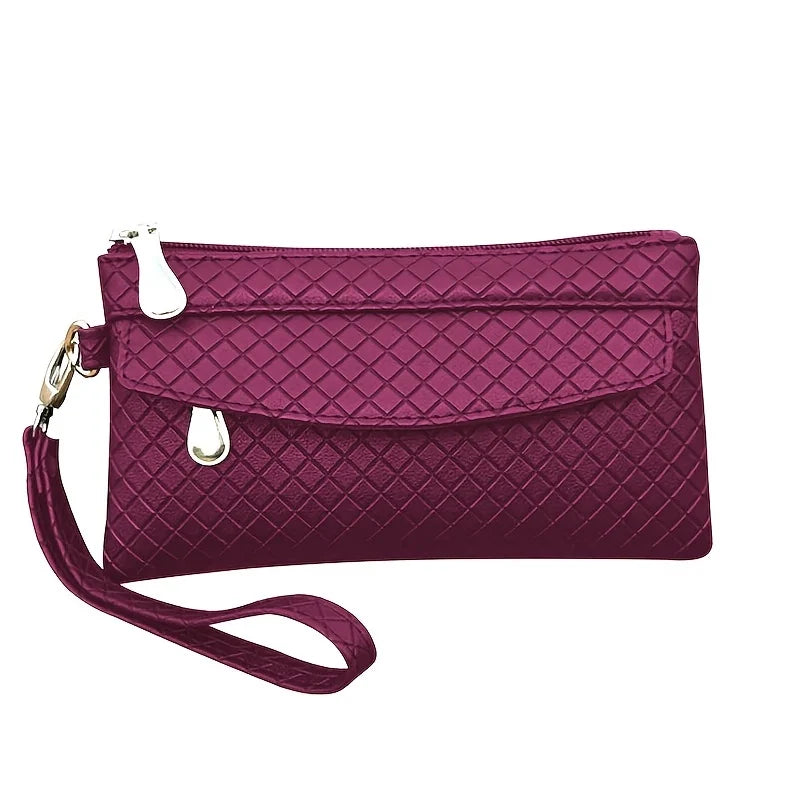 Women's Plaid Clutch Bag | PU Phone Wallet with Card Slots Clutch Bag QXL PURPLE