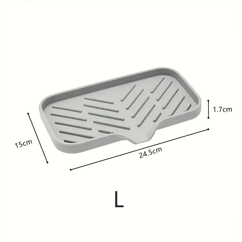 Silicone Sink Mat | Faucet Splash Pad & Soap Drain Tray Silicone Sink Mat QXL GRAY L