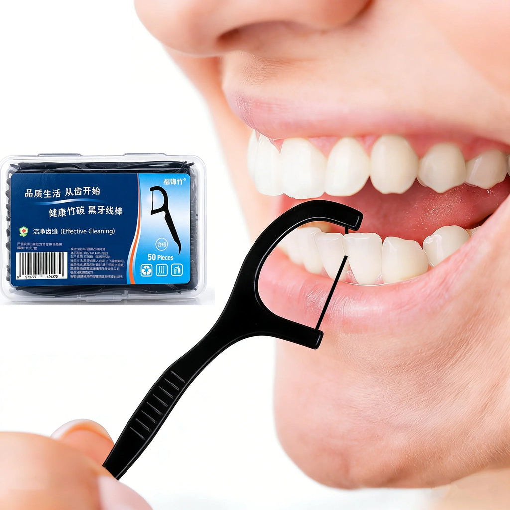 50-Pack Ultra-Fine Floss Picks | Portable Dental Flossing Sticks Dental Floss Picks QXL