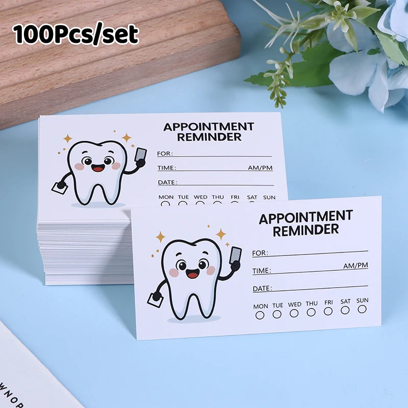 100-Pack Dental Appointment Reminder Cards – Tooth Design Appointment Reminder Cards QXL