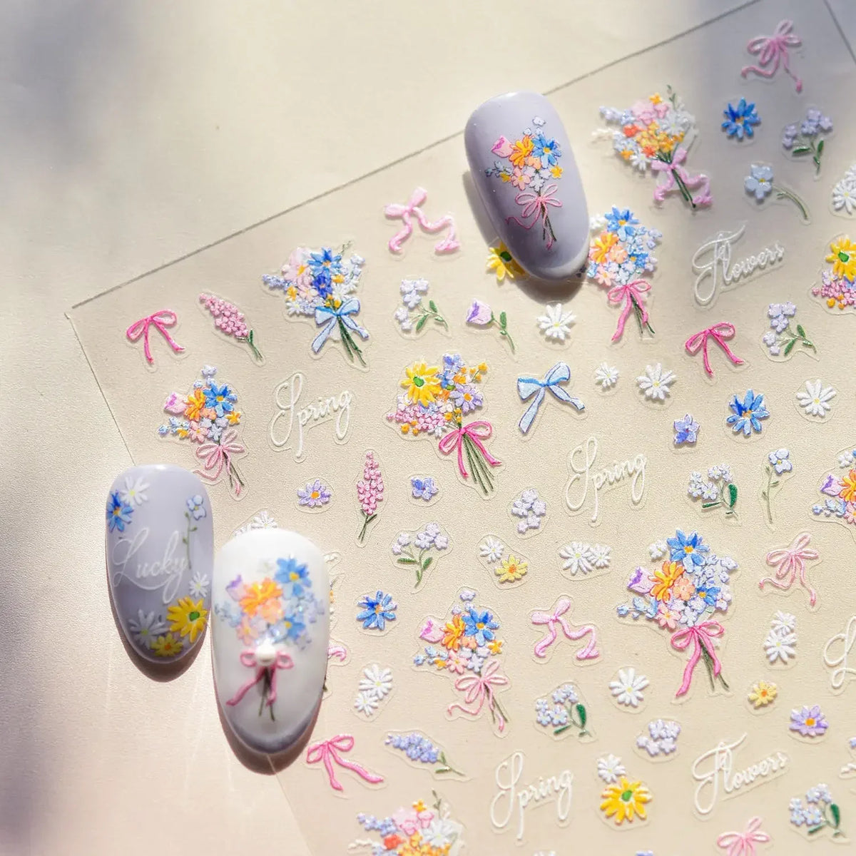 5D Floral Nail Art Stickers | Daisy & Wildflower Decals Nail Art Stickers QXL