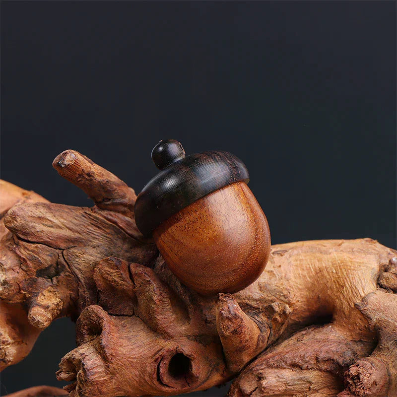 Mini Sandalwood Acorn Pill Box | Keychain Storage Case Pill Box QXL