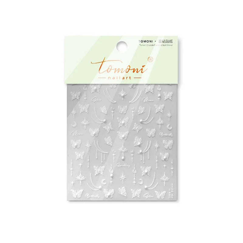 5D Rhinestone Pearl Nail Stickers – Butterfly Star Moon Nail Art Stickers QXL