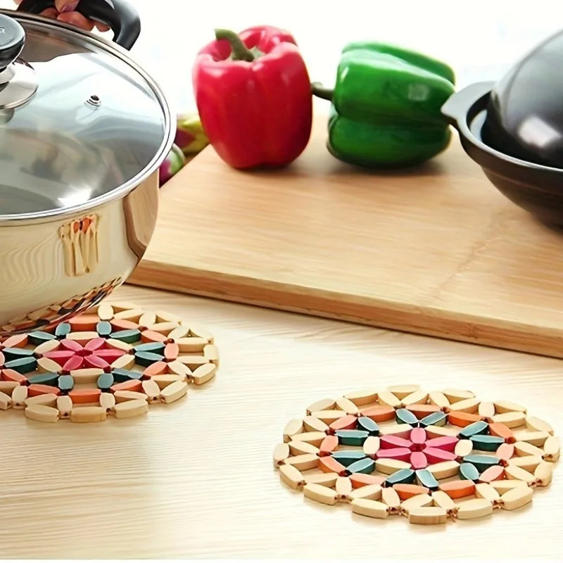 Heat-Resistant Round Trivet Mat | Kitchen Table & Dish Pad Trivet Mat QXL