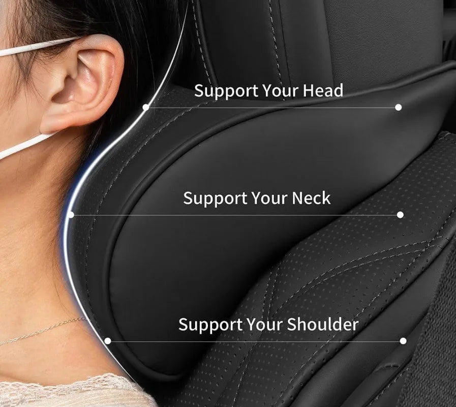 Car Memory Foam Neck Headrest Pillow | Leather Seat Cushion Car Headrest Pillow QXL