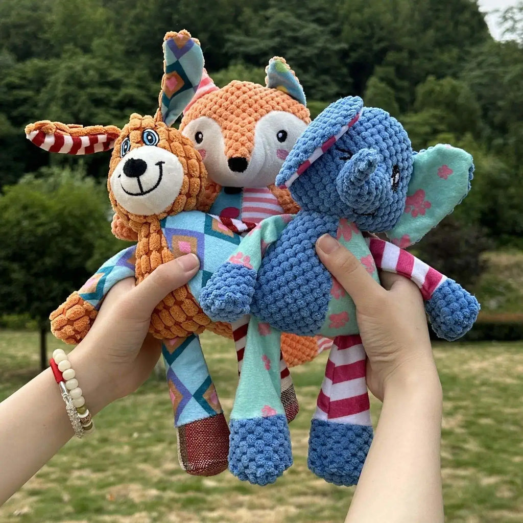 Squeaky Plush Dog Toy – Cute Elephant Chew & Play Doll Squeaky Dog Toy QXL