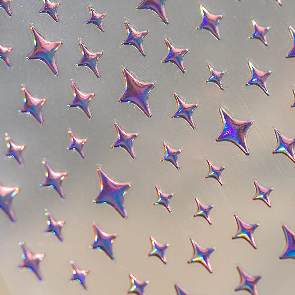 5D Y2K Holographic Star Burst Nail Art Stickers – Self-Adhesive Nail Art Stickers QXL TO4682LSF
