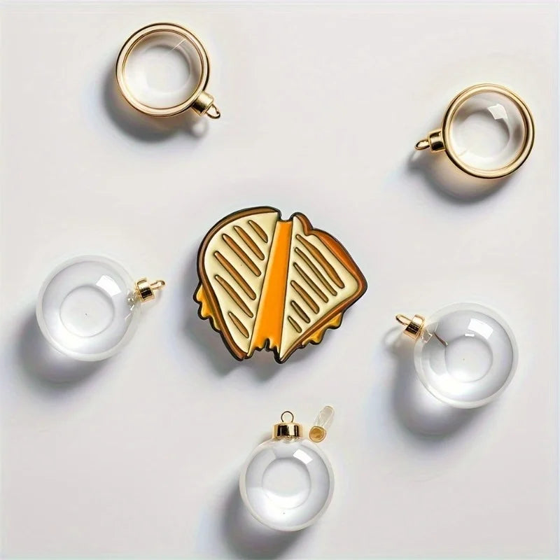 2-Pack Grilled Cheese Enamel Pins | Cartoon Food Brooch Set Enamel Brooch Pin QXL