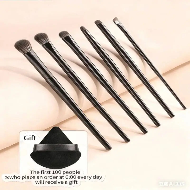 7-Pc Makeup Brush Set + Powder Puff | Soft Travel Kit Makeup Brush Set QXL