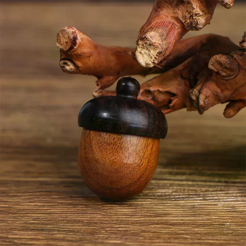 Mini Sandalwood Acorn Pill Box | Keychain Storage Case Pill Box QXL