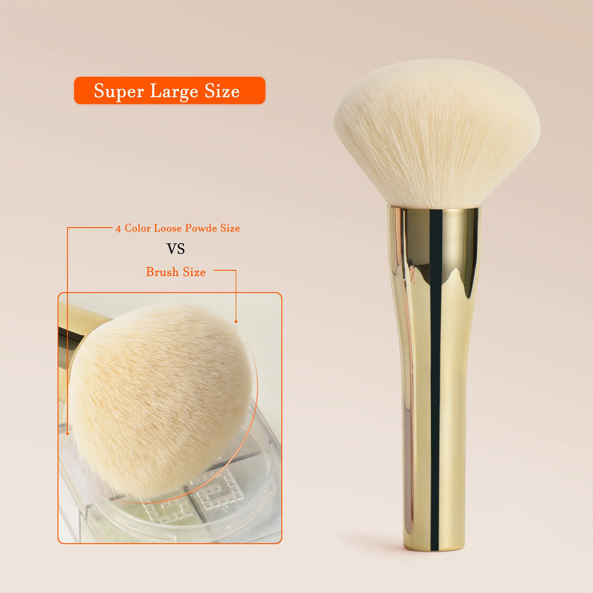 Large Fluffy Powder & Blush Brush | Professional Makeup Tool Powder Blush Brush QXL gold opp