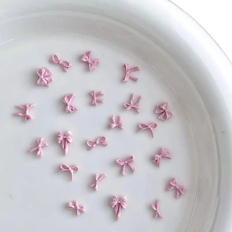 50-Pack 3D Resin Bow Nail Charms | Pink Kawaii Bowknot Art Nail Art Charms QXL
