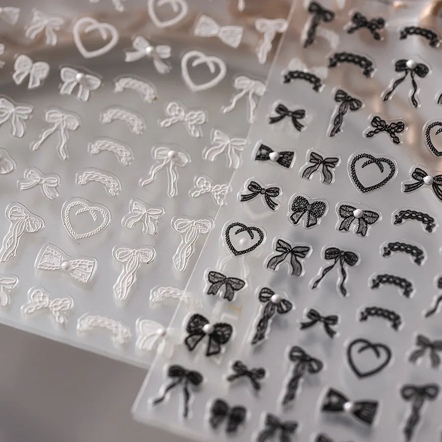 5D Kawaii Bow Nail Stickers | Self-Adhesive DIY Nail Art Decals Nail Art Stickers QXL