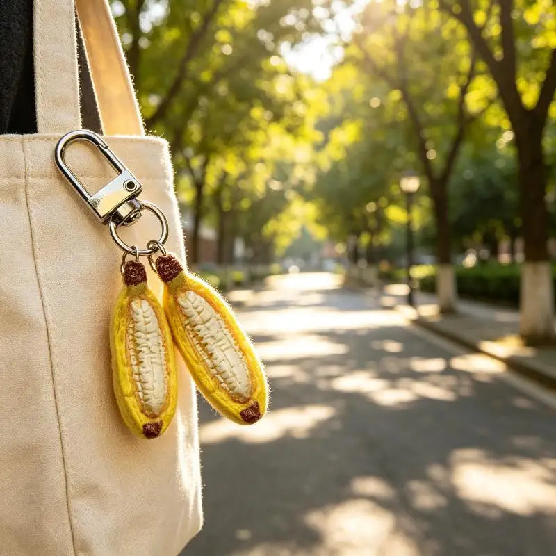 Banana Resin Keychain 2-Pack | Handmade Fruit Charm Keyring Novelty Keychain QXL