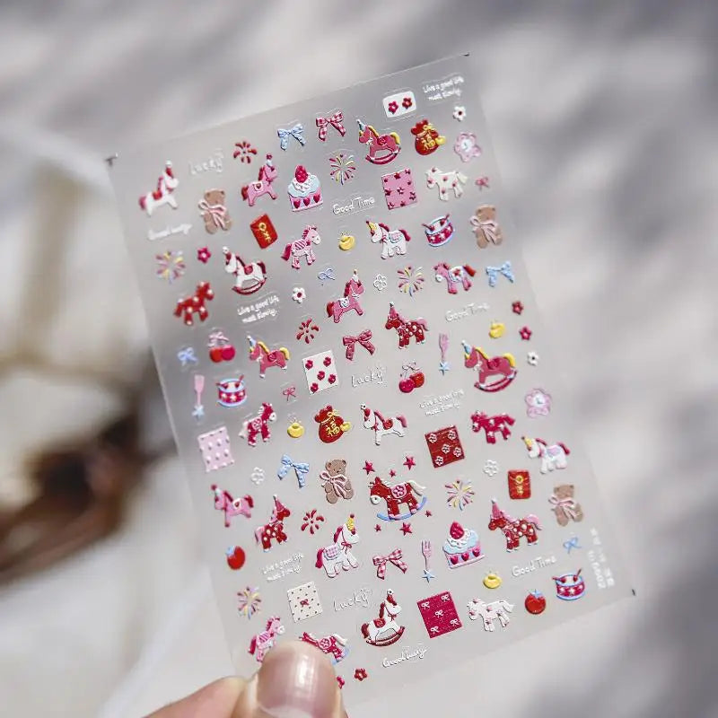 Nail Art Stickers – Horse, Bear, Florals & CNY Charms Sheet Nail Art Stickers QXL A2