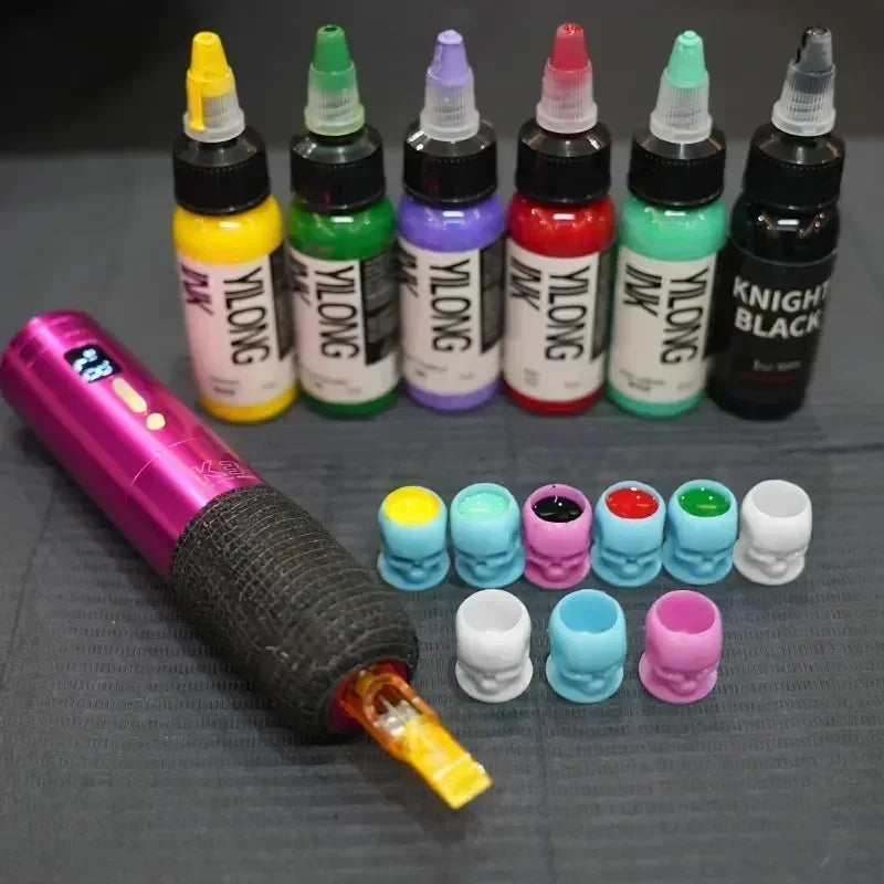 50-Pack Skull Disposable Tattoo Ink Cups | Pigment Holders Tattoo Ink Cups QXL