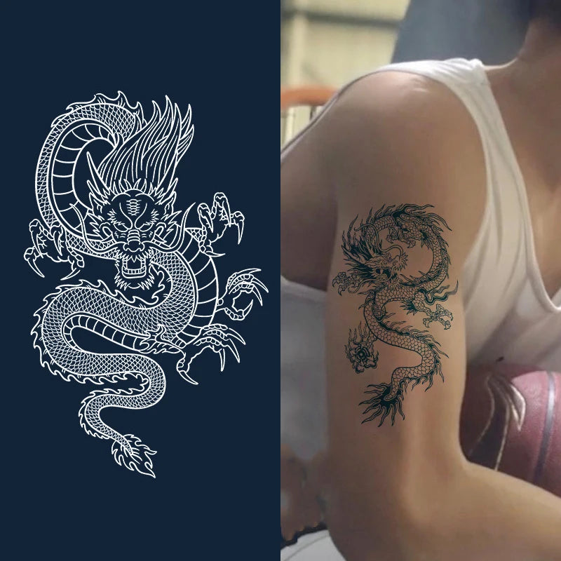 Chinese Dragon Temporary Tattoo | Waterproof Water Transfer Temporary Tattoo QXL