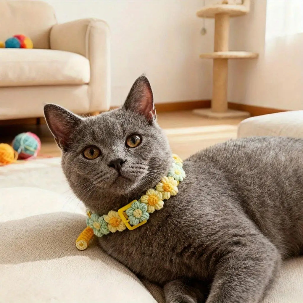 Handmade 3D Yarn Flower Pet Collar – Cats & Small Dogs Pet Collar QXL