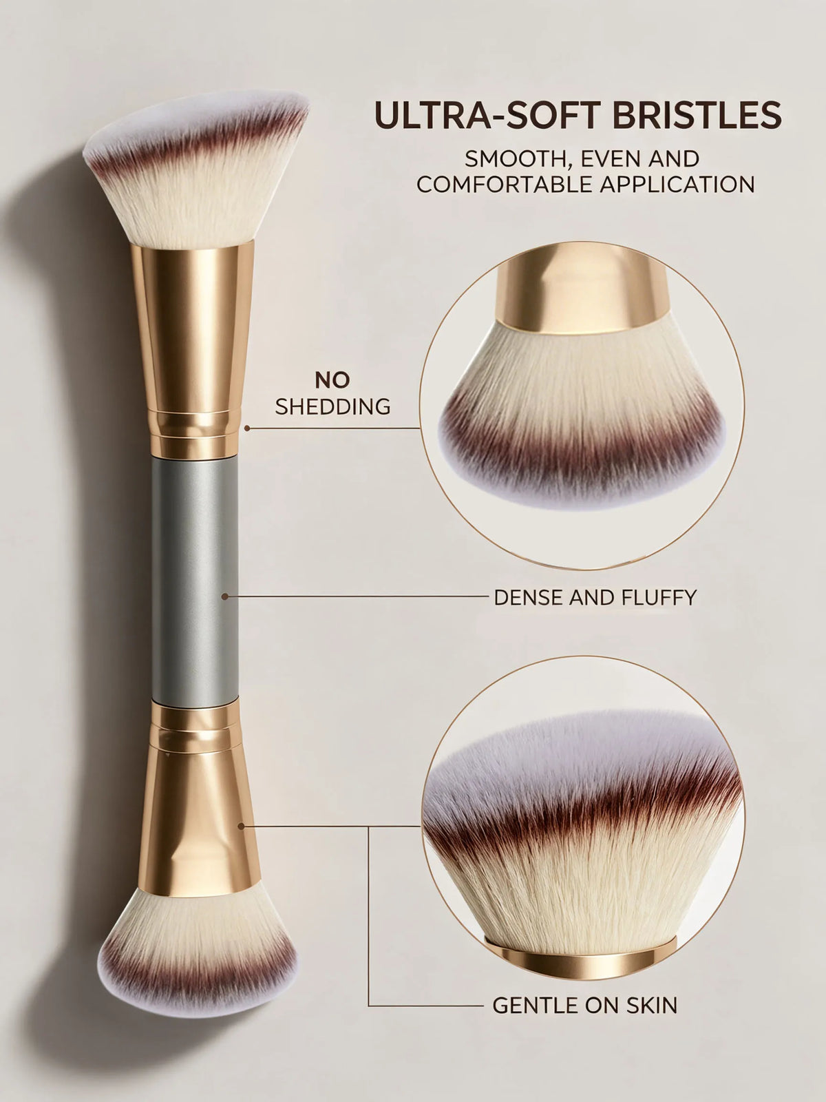 Double-Ended Kabuki Foundation & Blush Makeup Brush Makeup Brush QXL