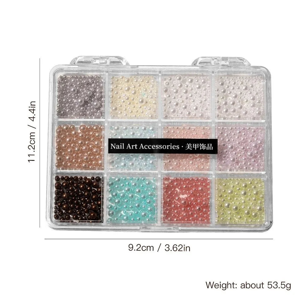 12-Grid 3D Nail Art Charms | Stars, Pearls & Aurora Flakes Nail Art Charms QXL