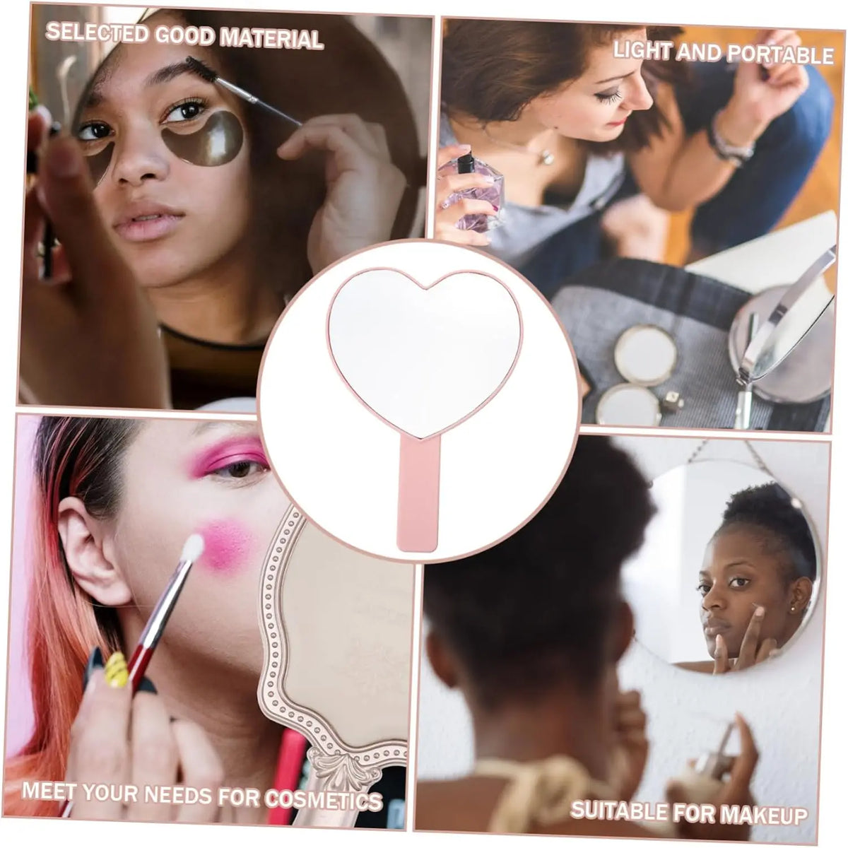 Heart-Shaped HD Eyelash Inspection Mirror | Handheld Vanity Handheld Vanity Mirror QXL