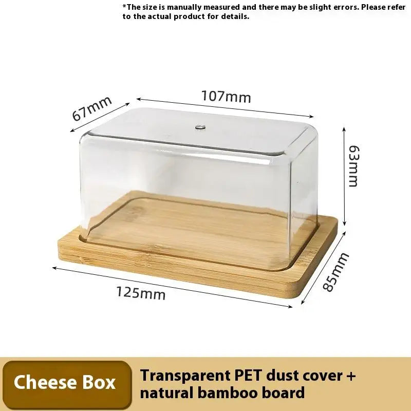 Bamboo Butter Dish with Clear Acrylic Lid | Kitchen Storage Butter Dish QXL