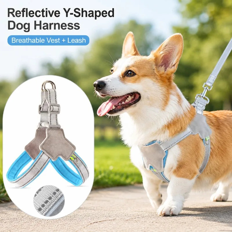 Reflective Y-Shape Dog Harness | Breathable Mesh Vest S–XL Dog Harness QXL