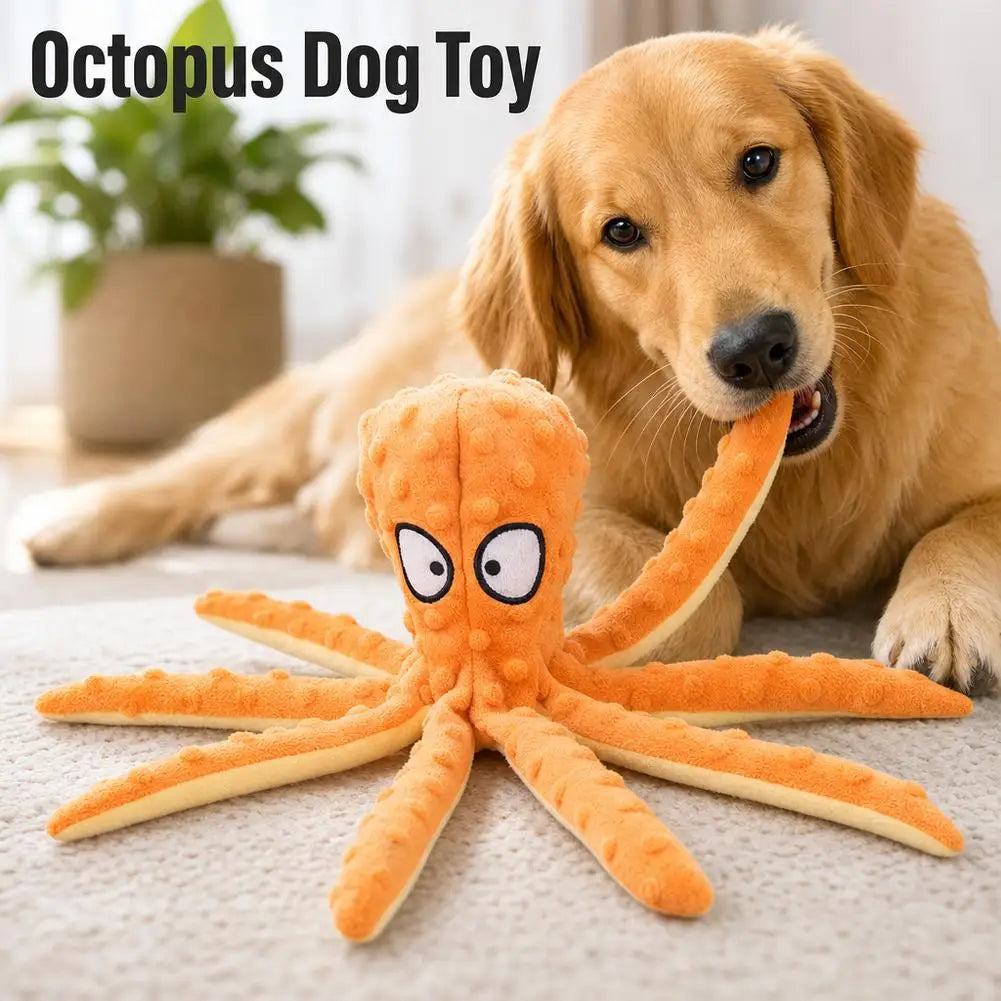 Squeaky Octopus Plush Dog Toy | No-Stuffing Crinkle Chew Squeaky Plush Dog Toy QXL