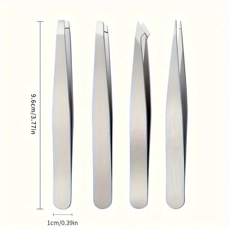 4-Piece Stainless Steel Eyebrow Tweezer Set | Facial Hair Tool Eyebrow Tweezer Set QXL