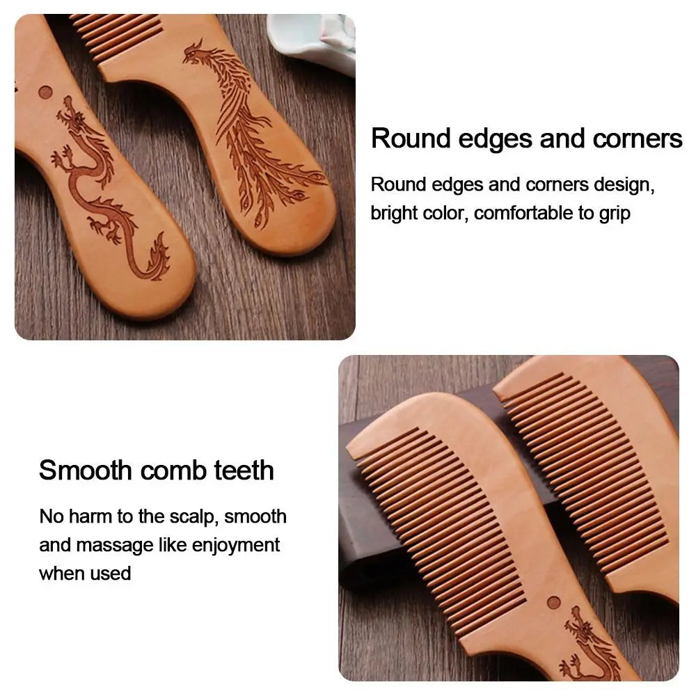 2-Pack Peach Wood Comb | Anti-Static Fine Tooth Hair & Beard Wood Hair Comb QXL