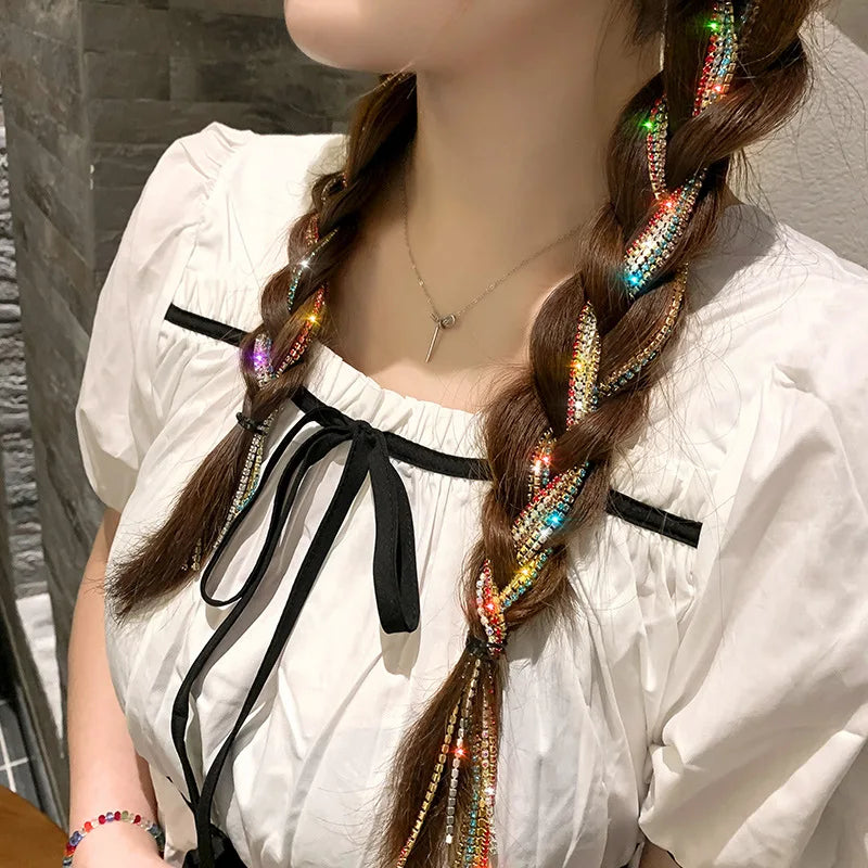 Luxury Rhinestone Tassel Hair Clip | Fringe Chain Hairpin Rhinestone Hair Clip QXL