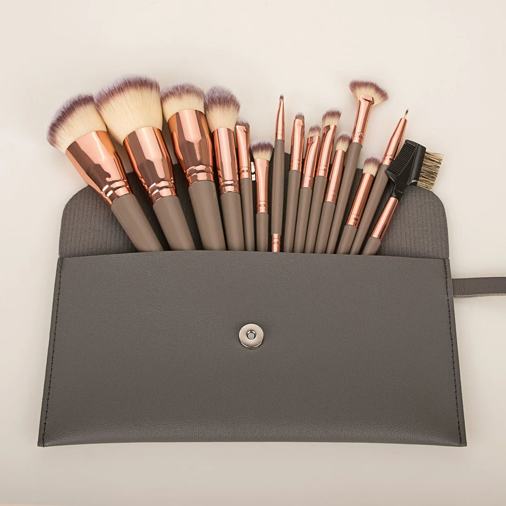 Ronshadow 15-Pc Makeup Brush Set with Storage Bag Makeup Brush Set QXL