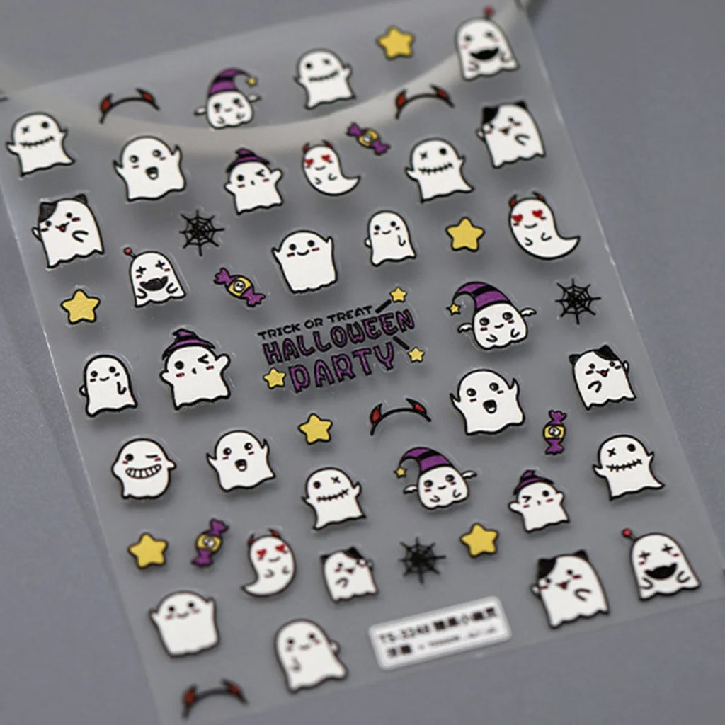 5D Kawaii Halloween Nail Art Stickers – Cat & Rabbit Decals
