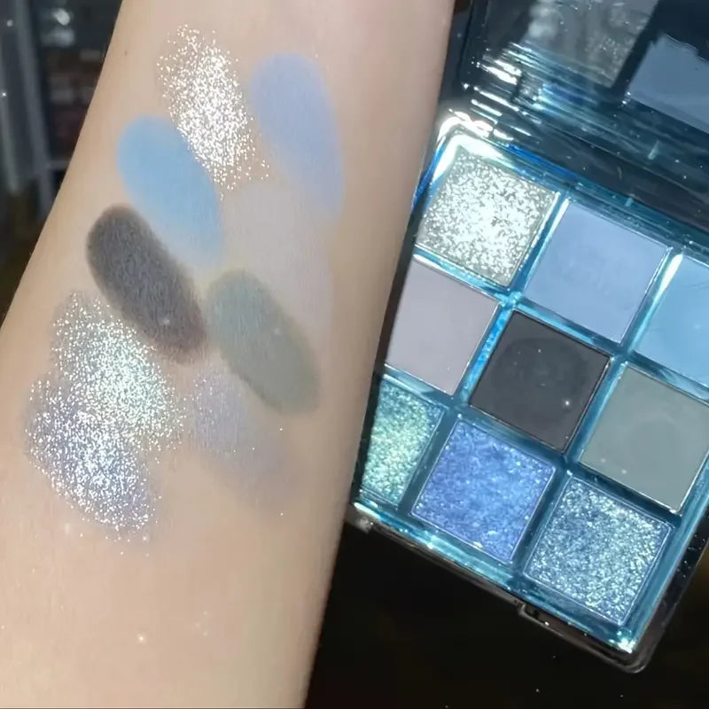 JUJU Dream Ice Blue Shimmer Glitter Eyeshadow Palette 8+ Colors Eyeshadow Palette QXL