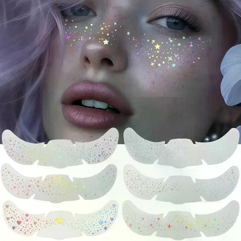 Glitter Holographic Freckle Temporary Tattoo Stickers | Face Makeup Temporary Tattoo Sticker QXL