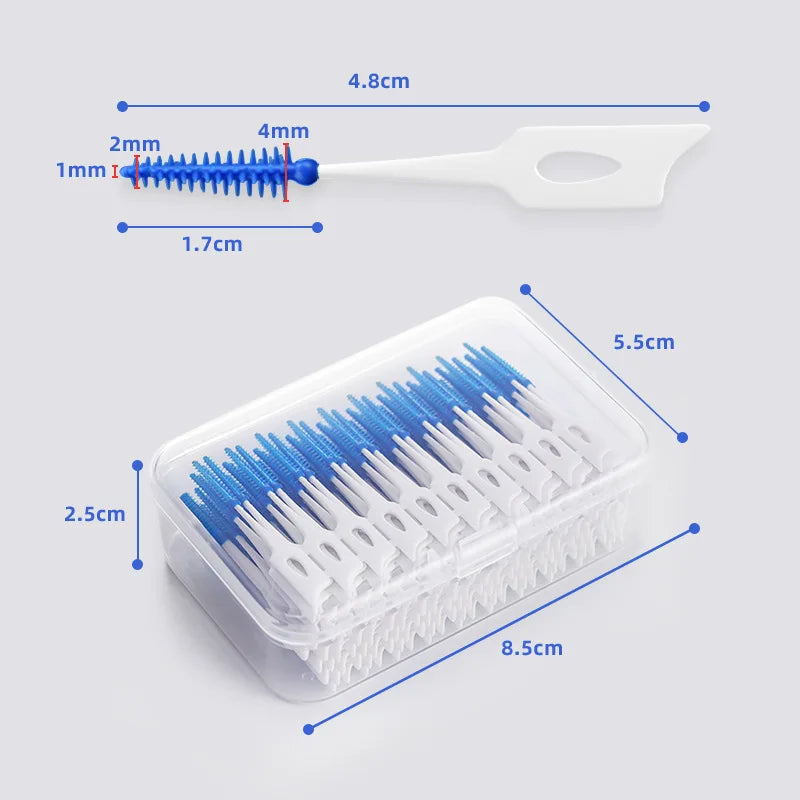 200-Pack Silicone Interdental Brushes | Orthodontic Gum Care Interdental Brush QXL