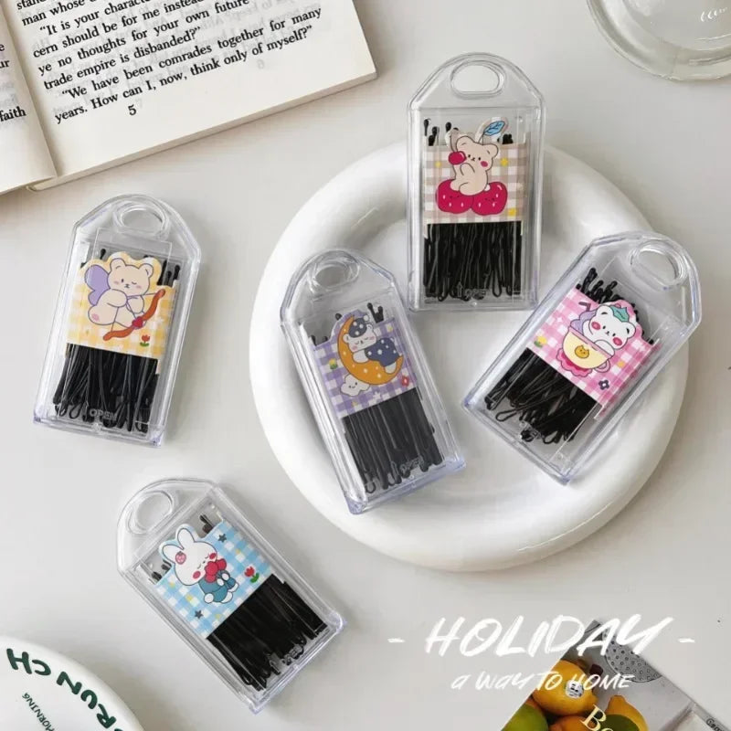 30-Pack Metal Bobby Pins | Black Straight & Wave Hair Clips Bobby Pin Set QXL