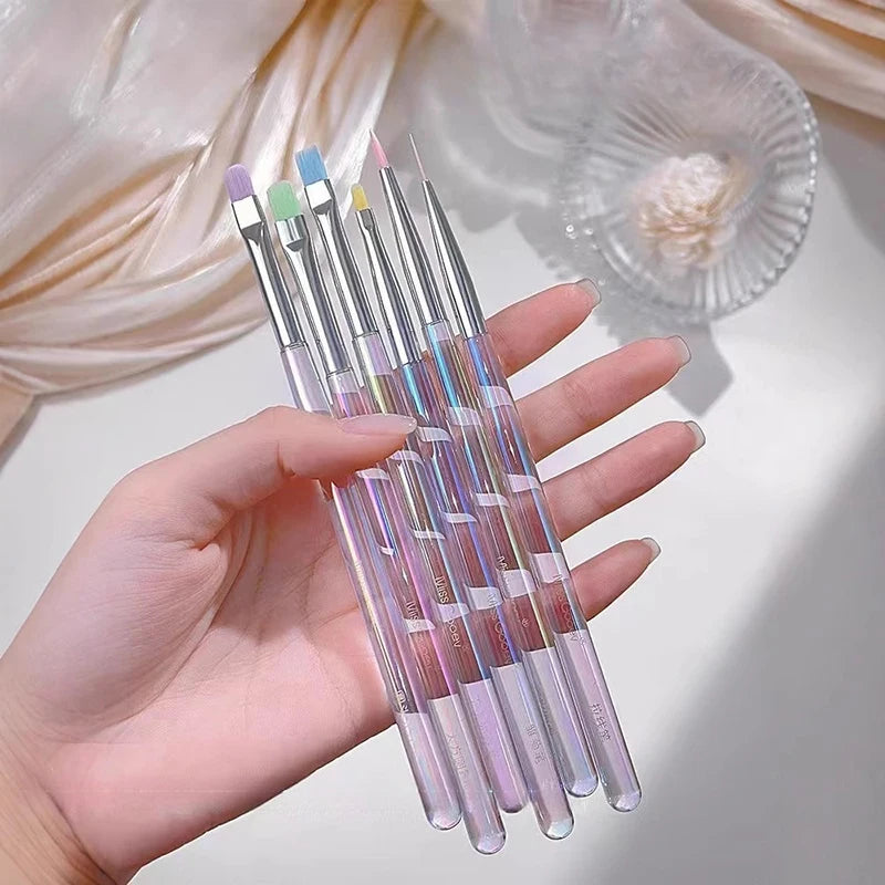 Colorful Handle Nail Art Detail Brush | Line Drawing & DIY Painting Nail Art Brush QXL