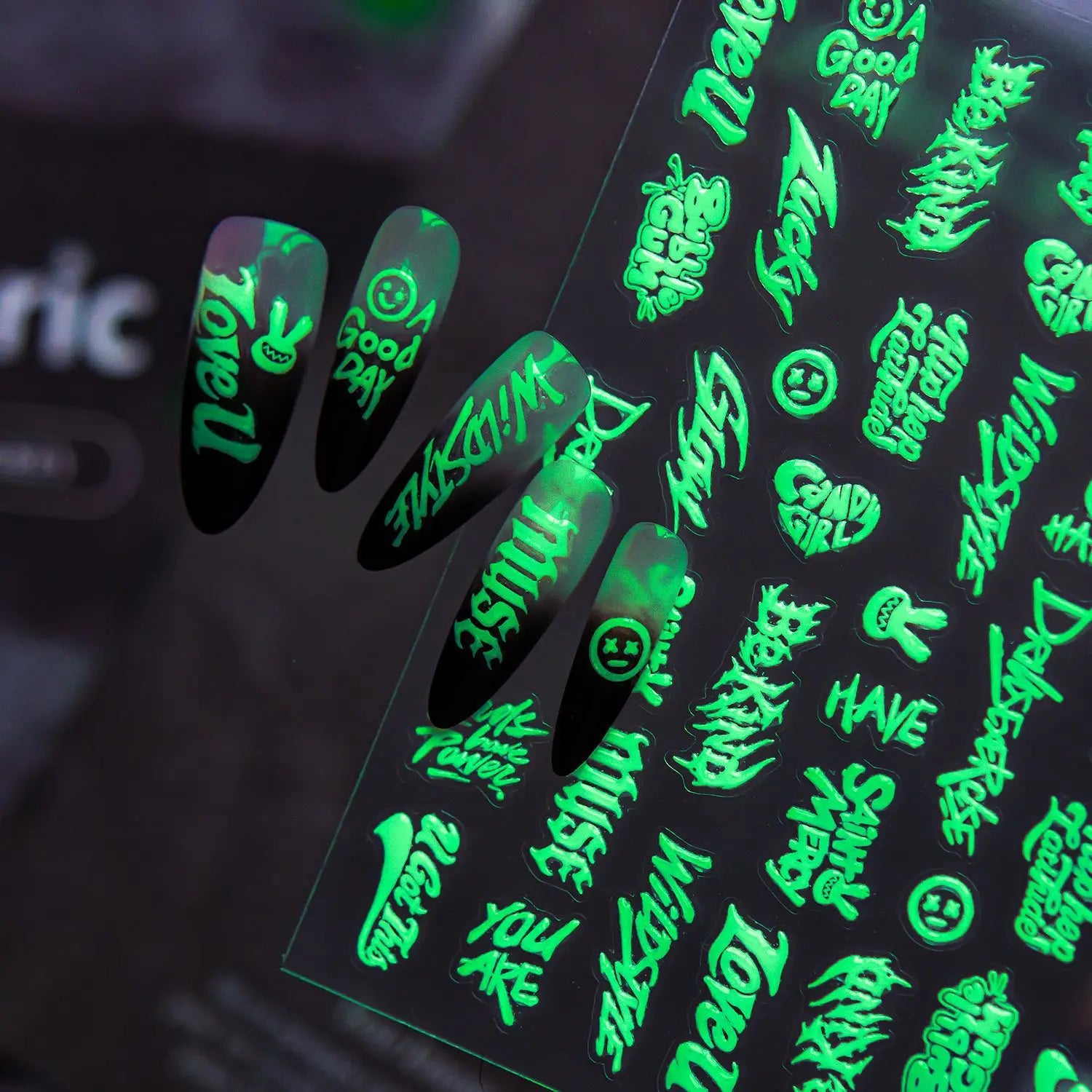 5D Glow-in-Dark Nail Stickers | Graffiti Hip Hop Decals Nail Art Stickers QXL
