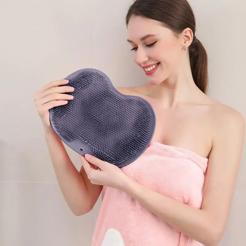 Shower Foot Scrubber Mat | Exfoliating Massage Pad & Suction Cup Foot Scrubber Mat QXL grey