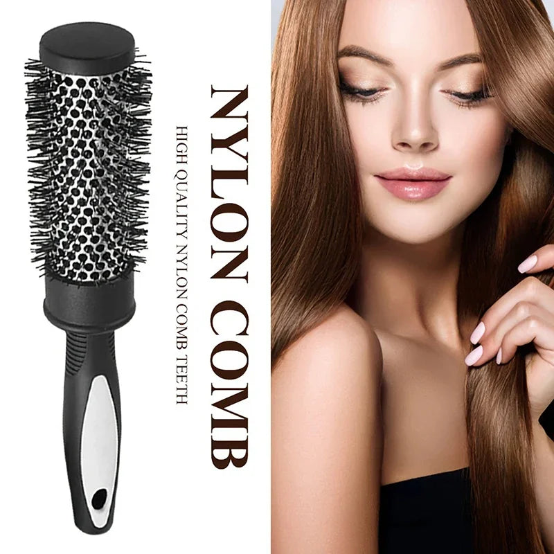 Round Curling Roller Comb | Thermal Aluminum Barrel Hair Brush Round Barrel Hair Brush QXL