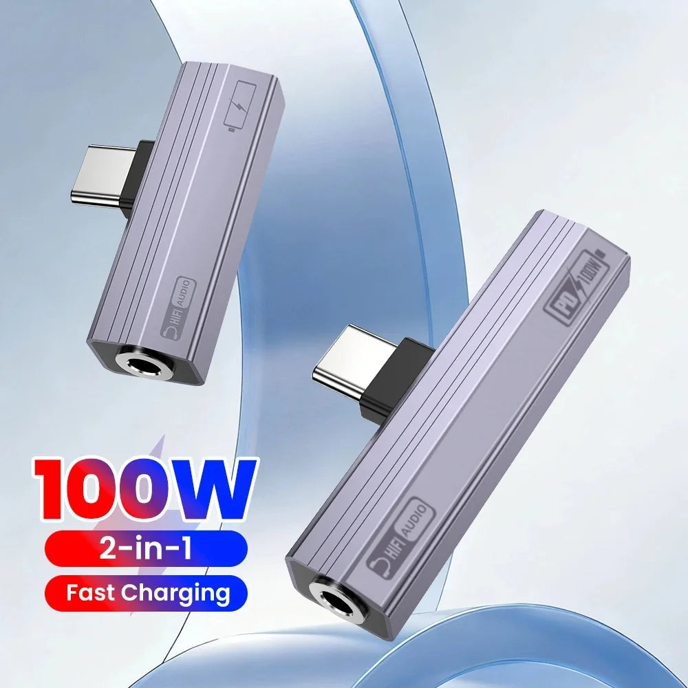2-in-1 USB-C to 3.5mm Audio Adapter | 10W & 100W Charging USB-C Audio Adapter QXL