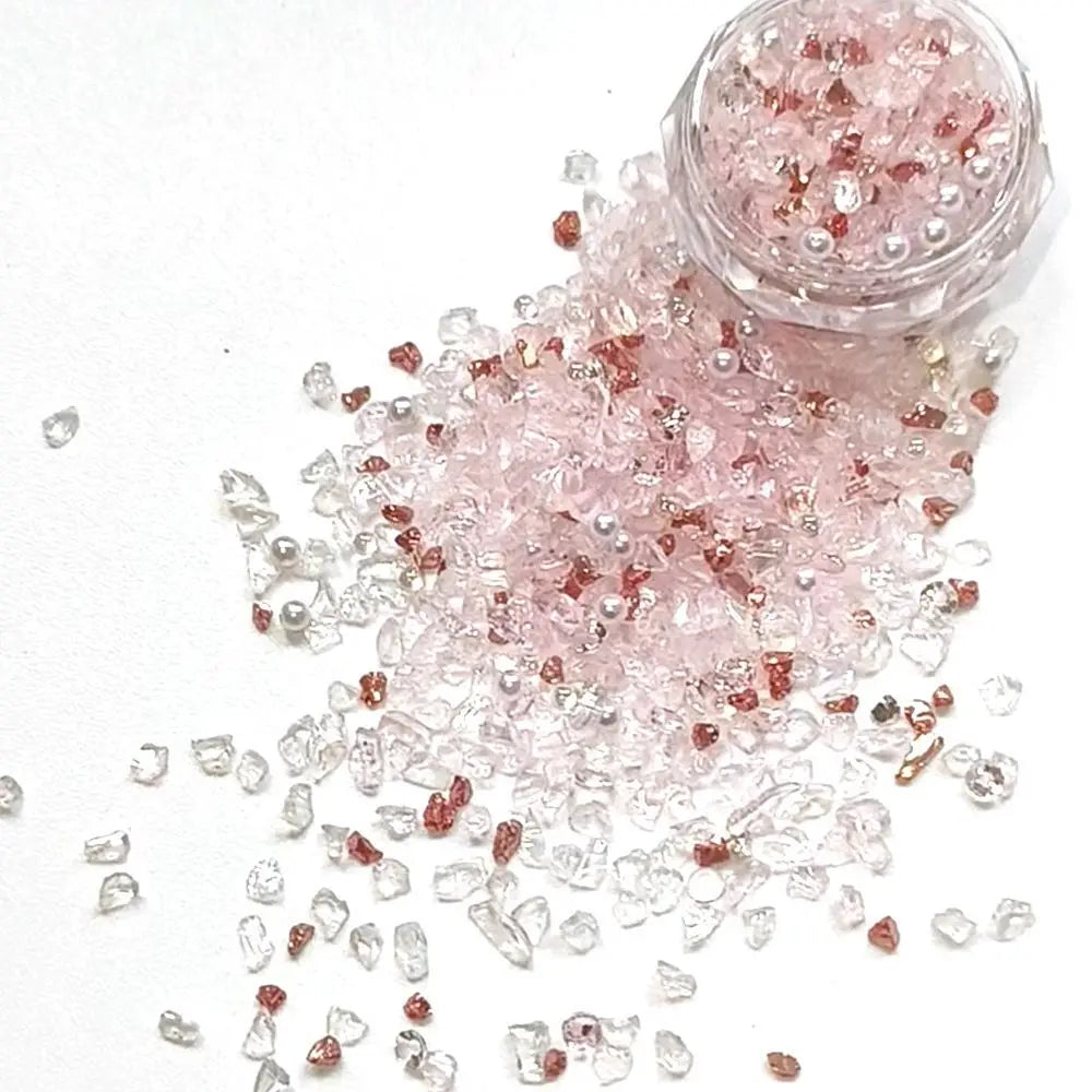 DIY Nail Glitter Crushed Mineral Fillers – Flowing Sand & Beads Nail Art Glitter QXL Pink Lady